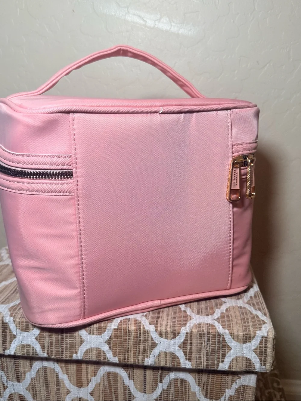Ted Baker Pink Pearl-Embellished 'M' Travel Cosmetic Case